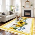 thumbnail image 1 of Yellow Sunflowers Floral Large Area Rugs 5x8 ft Pastoral Wildflowers Leaf Yellow Plaid Washable Rug Non Slip Indoor Carpet Absorbent Floor Mat for Living Room Bedroom Dining Room, 1 of 9
