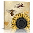 thumbnail image 1 of Yellow Sunflowers Framed Canvas Wall Art, Bee Heart Airplane Abstract Vintage Style Wall Art Painting for Living Room Bedroom Home Decor, 20”x20”, Office Artwork Print, 1 of 9