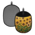 thumbnail image 1 of Yellow Sunflowers In Full Bloom Kitchen Pot Mat, 7.5x9.4 in Kitchen Mat for Oven, Heat Resistant Soft Quilted Cotton Lining for Safe Backing Cooking, 2PCS, 1 of 4