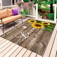 thumbnail image 1 of Yellow Sunflowers Outdoor Rug 3x5 Ft, Non Slip Washable Area Rug, Farmhouse Brown Wooden Grain Vintage Patio Rugs Carpet Runner, Large Floor Mat for Indoor/Outdoor Deck Porch Camping, 1 of 8
