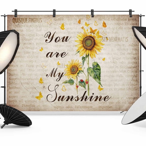 Yellow Sunflowers Photography Backdrop 7x5FT, You Are My Sunshine Butterflies Vintage Newspapers Photo Backdrops, Background for Photography Studio Photo Studio Background, Back Drop for Photoshoot
