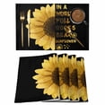 thumbnail image 1 of Yellow Sunflowers Placemats Set of 12, Floral Rustic Abstract Black Placemats for Dining Table, Place Mats for Kitchen Tabletop, Waterproof Wipeable Dining Table Mats Set, 1 of 9