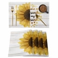 thumbnail image 1 of Yellow Sunflowers Placemats Set of 4, You Are My Sunshine Wood Rustic Placemats for Dining Table, Place Mats for Kitchen Tabletop, Waterproof Wipeable Dining Table Mats Set, 1 of 9