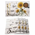 thumbnail image 1 of Yellow Sunflowers Placemats Set of 6, Summer Botanical Country Wood Grain Placemats for Dining Table, Place Mats for Kitchen Tabletop, Waterproof Wipeable Dining Table Mats Set, 1 of 9