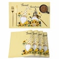 thumbnail image 1 of Yellow Sunflowers Placemats Set of 8, Gnomes Farmhouse Botanical Bee Placemats for Dining Table, Place Mats for Kitchen Tabletop, Waterproof Wipeable Dining Table Mats Set, 1 of 9