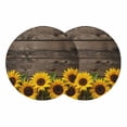 thumbnail image 1 of Yellow Sunflowers Round 13 Inch Placemats Set of 2, Farmhouse Brown Wooden Country Plants HeatResistant Non Slip Place Mats for Dining Table, Wipeable Braided Kitchen Table Mats for Housewarming, 1 of 9