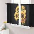thumbnail image 1 of Yellow Sunflowers Sheer Curtains 45 Inch Length 2 Panels Set Window Treatments, Farmhouse Floral Leaves Butterfly Black Rod Pocket Semi Curtains for Living Room/Bedroom/Kitchen Décor, 104"W x 45"L, 1 of 7