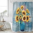 thumbnail image 1 of Yellow Sunflowers Shower Curtain Set, Waterproof Shower Curtains for Bathroom, Spring Botanical Floral Vases Painting Washable Fabric Cloth Bath Curtain for Bathtub Decoration with Hooks 48x72 Inches, 1 of 9