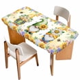thumbnail image 1 of Yellow Sunflowers Table Cloths for 4 Foot Rectangle Tables, Spring Gnomes Hydrangea Daisy Plants Patio Waterproof Elastic Fitted Tablecloths, Washable Rectangular Table Cover for Camping, 1 of 8