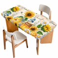 thumbnail image 1 of Yellow Sunflowers Table Cloths for 5 Foot Rectangle Tables, Floral Bees Elegant Pastoral Botanical Patio Waterproof Elastic Fitted Tablecloths, Washable Rectangular Table Cover for Camping, 1 of 8