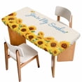 thumbnail image 1 of Yellow Sunflowers Table Cloths for 5 Foot Rectangle Tables, Summer Floral Elegant Pastoral Botanical Patio Waterproof Elastic Fitted Tablecloths, Washable Rectangular Table Cover for Camping, 1 of 8