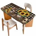 thumbnail image 1 of Yellow Sunflowers Table Cloths for 6 Foot Rectangle Tables, Western Star Brown Farmhouse Plaid Patio Waterproof Elastic Fitted Tablecloths, Washable Rectangular Table Cover for Camping, 1 of 8