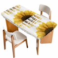 thumbnail image 1 of Yellow Sunflowers Table Cloths for 6 Foot Rectangle Tables, You Are My Sunshine Wood Rustic Patio Waterproof Elastic Fitted Tablecloths, Washable Rectangular Table Cover for Camping, 1 of 8