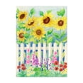 thumbnail image 1 of Yellow Sunflowers with White Pickett Fence and Garden - Drawing Floral Flowers Botanical Pastoral Summer Nature Unframed Wall Art Print 12 x 18 inches, 1 of 16