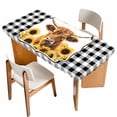 thumbnail image 1 of Yellow Sunflowers Yak Table Cloths for 6 Foot Rectangle Tables, Black White Checkered Pastoral Buffalo Patio Waterproof Elastic Fitted Tablecloths, Washable Rectangular Table Cover for Camping, 1 of 8