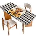 thumbnail image 1 of Yellow Sunflowers Yak Table Cloths for 8 Foot Rectangle Tables, Black White Checkered Rustic Buffalo Patio Waterproof Elastic Fitted Tablecloths, Washable Rectangular Table Cover for Camping, 1 of 8