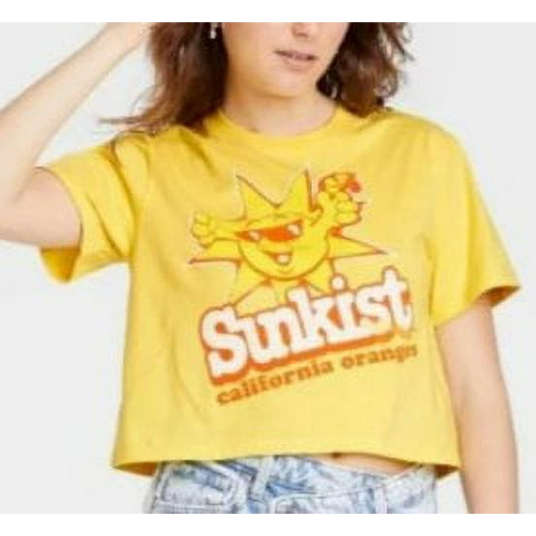 Yellow Sunkist Oranges Graphic Cropped T-shirt, Size M