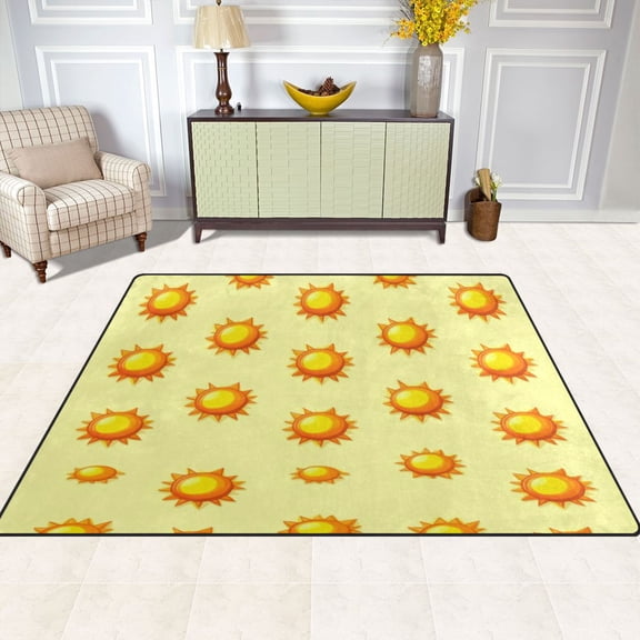 Yellow Suns 80''x58'' Extra Large Plush Memory Foam Rug, Soft, Absorbent, Non Slip
