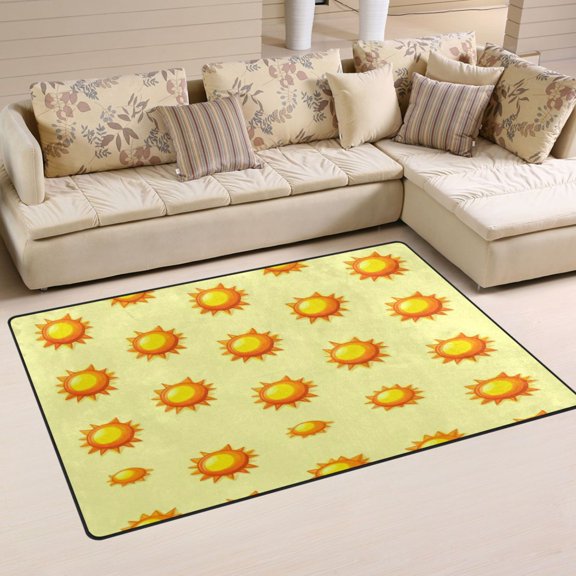 Yellow Suns Soft Polyester Area Rug 31''x20'', Non Slip, Memory Foam, Water Absorbent