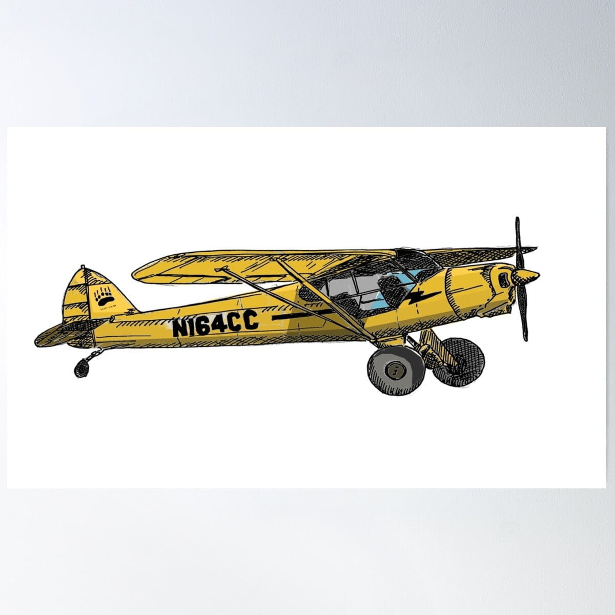 Yellow Super Piper Cub Poster Wall Art, Modern Wall Decor For Living ...