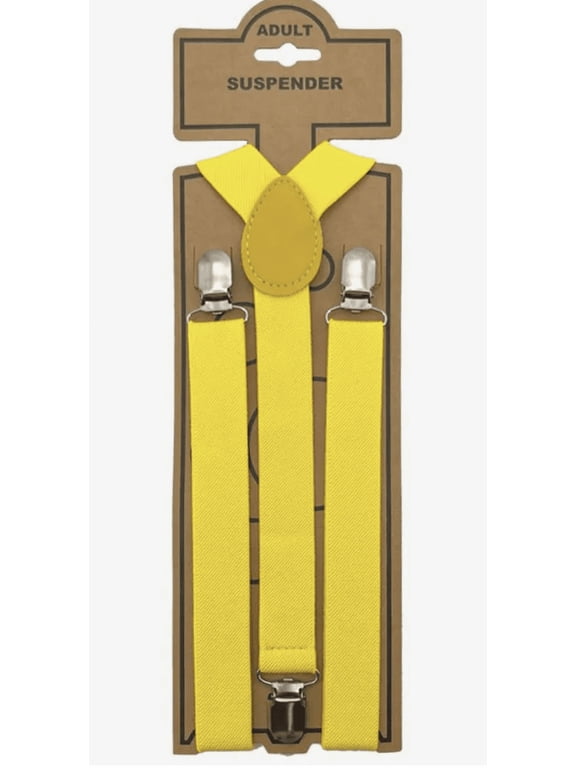 Yellow Suspenders Men's Unisex Clip-on Braces Elastic Suspender Y-shape Adjustable