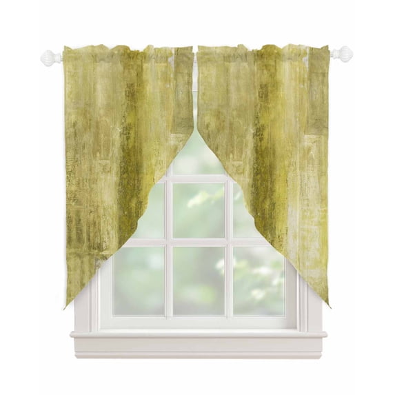 Yellow Swag Valances for Windows, Retro Oil Painting Modern Abstract Art Aesthetics Rod Pocket Sheer Valances for Windows, Swag Toppers Light Filtering for Kitchen Living Room 2 Panels 36''x63''
