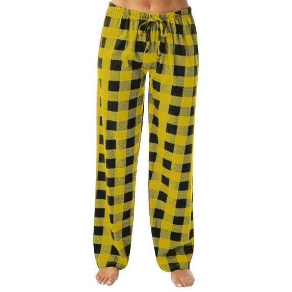 Yellow Sweatpants Women's Plaid Drawstring Casual Home Pants