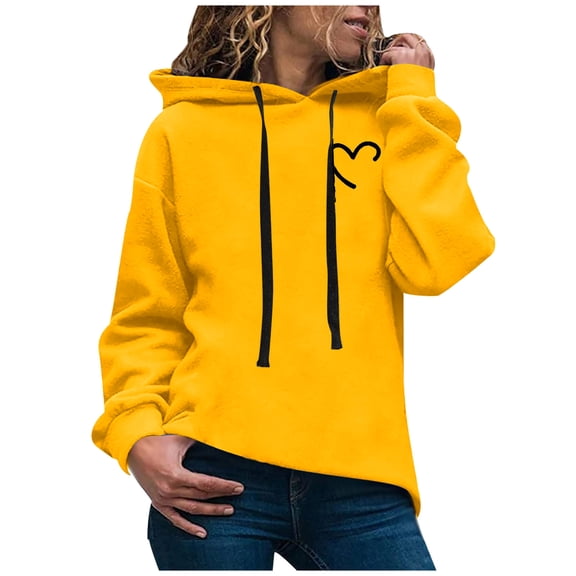 Yellow Sweatshirt for Women's Casual Printed Long-sleeved Hooded Sweater Women Fall Clothes