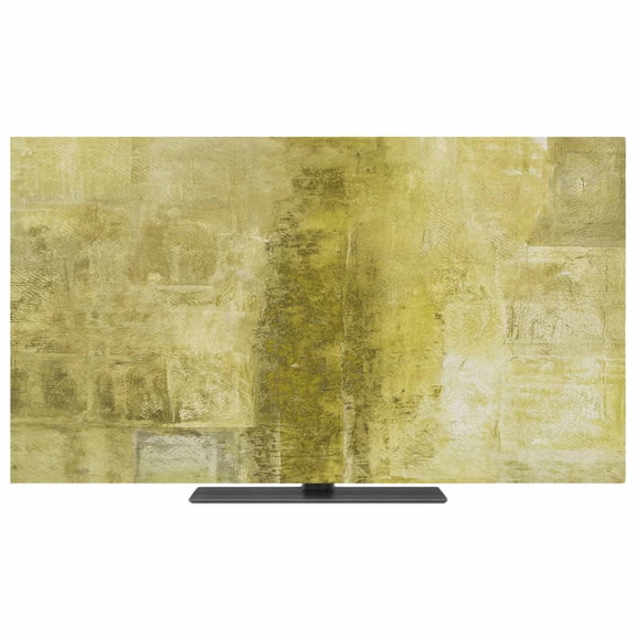 Yellow TV Dust Cover,Stretchable TV Screen Desktop Computer Protector Cover,Retro Oil Painting Modern Abstract Art Aesthetics Television Dustproof Slipcover for 28–32 Inch Flat or Curved TVs