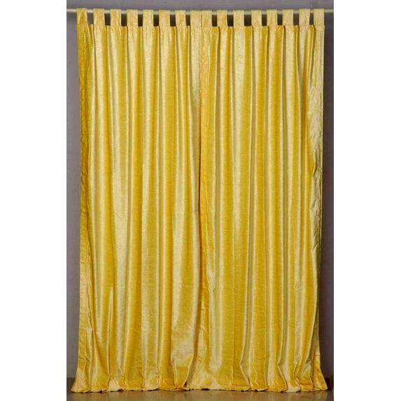Yellow Tab Top Velvet Curtain / Drape / Panel - 80W x 120L - Piece
