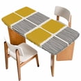 thumbnail image 1 of Yellow Table Cloths for 6 Foot Rectangle Tables, Modern Painting Farmhouse Striped Abstract Art Patio Waterproof Elastic Fitted Tablecloths, Washable Rectangular Table Cover for Camping, 1 of 8