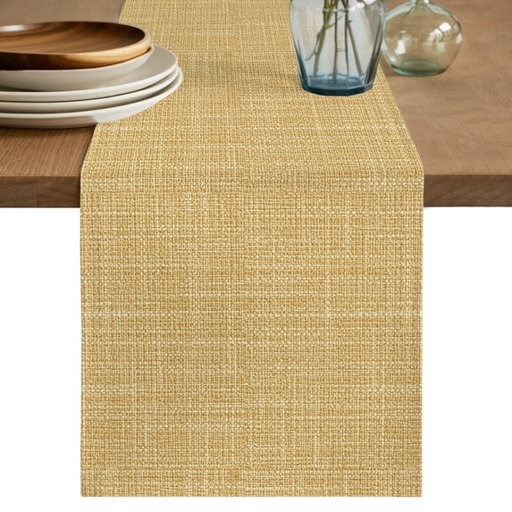 Yellow Table Runner 90 Inches Long, Dining Table Runners Dresser Scarves, Rustic Farmhouse Solid Color Kitchen Coffee Tablerunner for Tabletop Party Birthday Holiday Wedding Baby Shower 13"x90"