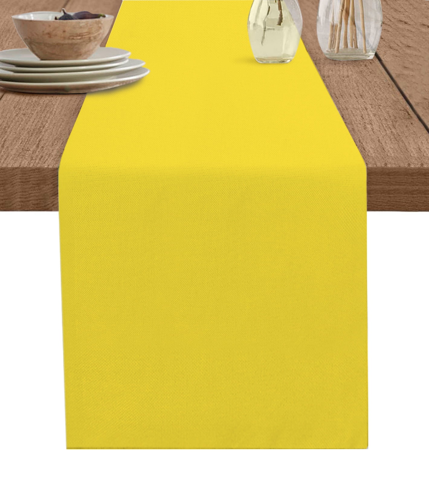Yellow Table Runner Pure Yellow Tablerunners 14 x 72 Inch, Table Decorations Tabletop Scarf for Summer Gathering Holiday Farmhouse Kitchen Dining Decor