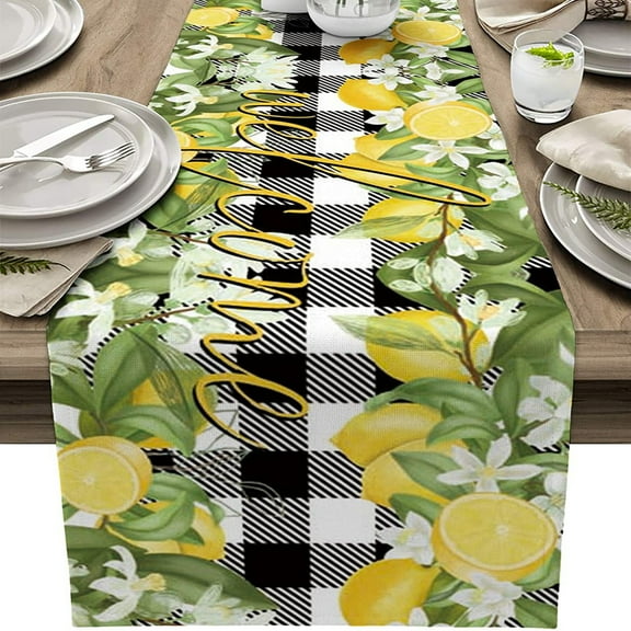 Yellow Table Runner Summer Table Runners Lemon Decorations for Kitchen Table for Parties Holiday Kitchen Decor 13x72 Inch