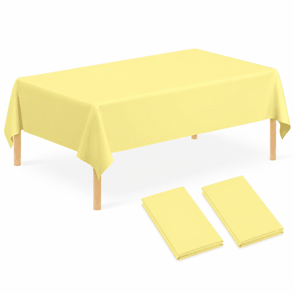 Yellow Tablecloth Disposable Yellow Table Covers 54" x 108" Yellow Pastel Table Cloths for Parties Bridal Shower Engagement Wedding Birthday BBQ Picnic Indoors & Outdoors Party
