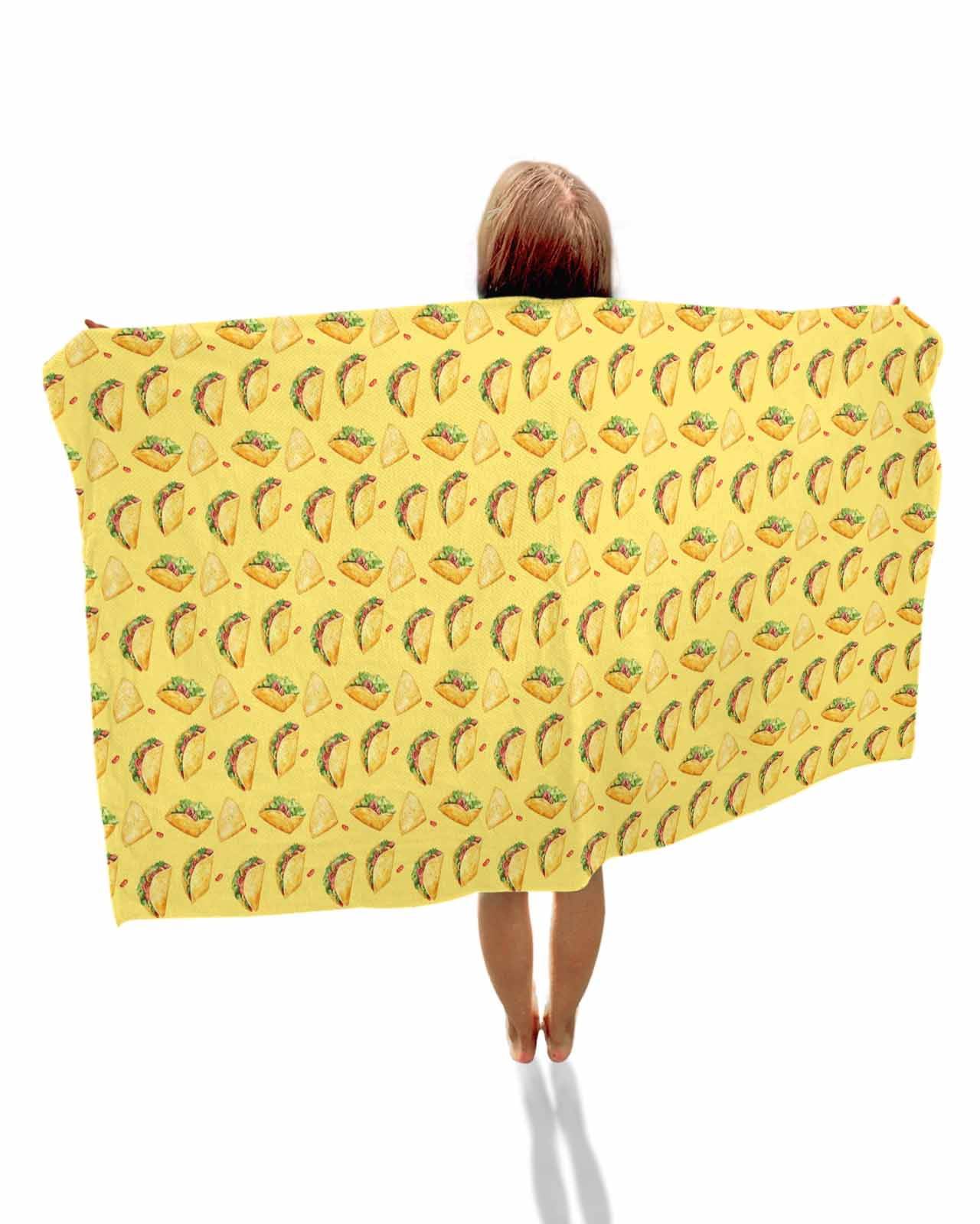 Yellow Tacos Beach Towels Oversized Super Absorbent, Cheese Vegetables Cartoon Food Lightweight Bath Towel Quick Dry Sets For Bathroom/Pool/Rv Camping/Beach Play/Gym Room/Picnic 23"x47"