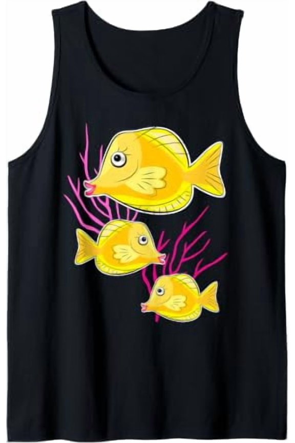 Yellow Tang Tropical Fish Scuba Diving Vacation Tank Top Size S-3XL