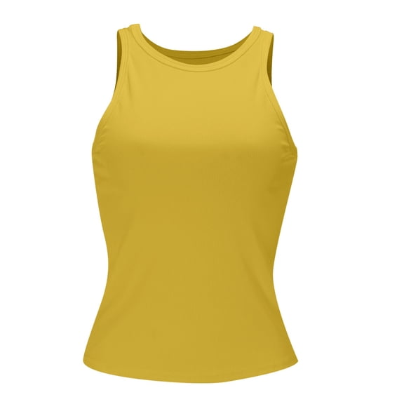Yellow Tank Top Sleeveless Tank Top Blouse Woman Racerback Slim Top Knit Ribbed Shirt Woman's Blouse Tank Tops