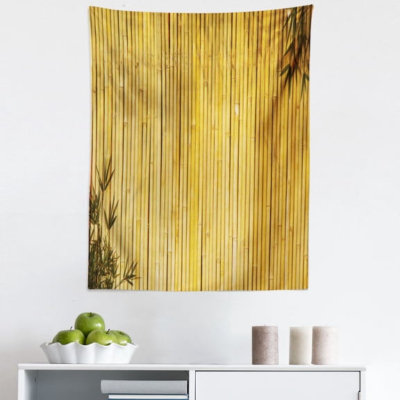 Yellow Tapestry, Bamboo Stems and Leaves Oriental Nature Wood Image Natural Wildlife Theme, Fabric Wall Hanging Decor for Bedroom Living Room Dorm, 5 Sizes, Yellow, by Ambesonne