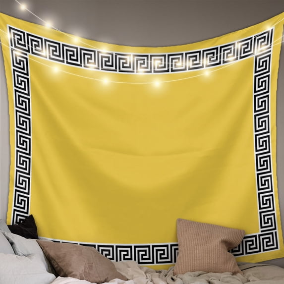 Yellow Tapestry for Bedroom Wall Hanging Tapestry, Black White Modern Geometric Abstract Art Ceiling Backdrop Tapestries Poster Blanket Wall Decor for Teens Room Living Room Dorm 39" x 59"