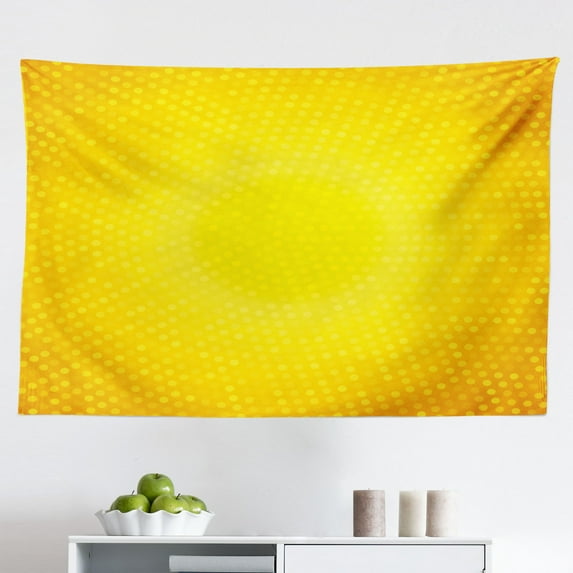 Yellow Tapestry, Chevron Abstract Zig Zag Pattern Striped Cool Geometric 90s Style Retro Art, Fabric Wall Hanging Decor for Bedroom Living Room Dorm, 2 Sizes, White and Yellow, by Ambesonne