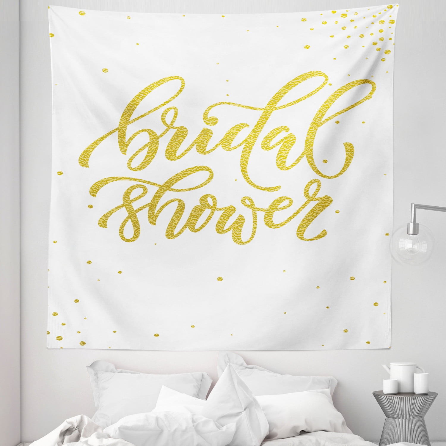 Yellow Tapestry, Hand Written Sketch Design Ivy Lettering Bride Party ...