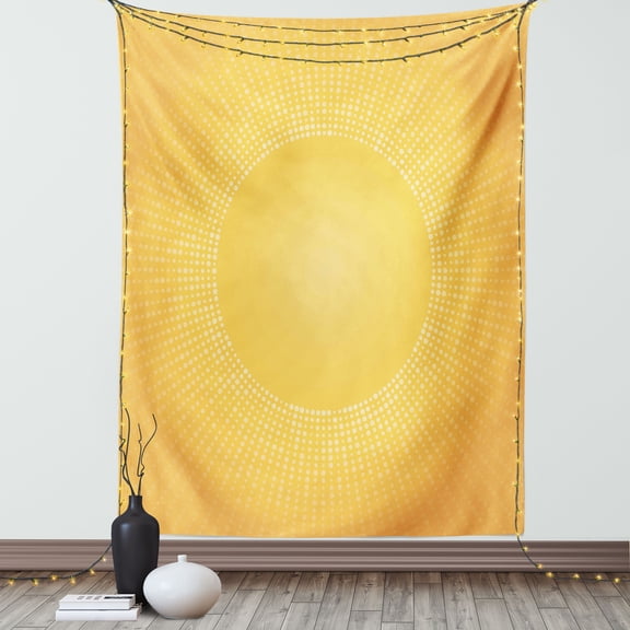 Yellow Tapestry, Moden Digital Image of the Sun with Sunshine in Cool Circular Pixels Artwork, Wall Hanging for Bedroom Living Room Dorm Decor, 40W X 60L Inches, Yellow and White, by Ambesonne