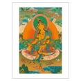 thumbnail image 1 of Yellow Tara (Buddhist Deity) - Trembler of the Three Worlds - Vintage Tibetan Thangka Painting - Fine Art Matte Paper Print (Unframed) 18x24in, 1 of 4
