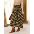 thumbnail image 1 of Yellow Tartan Skirt - High Waist Asymmetrical Tiered Hem With Fringe Detail Flowy Design, 1 of 6
