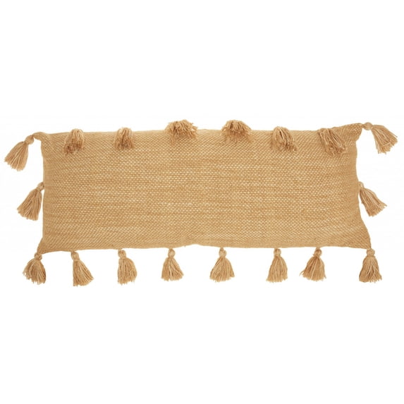 Yellow Tasseled Lumbar Pillow