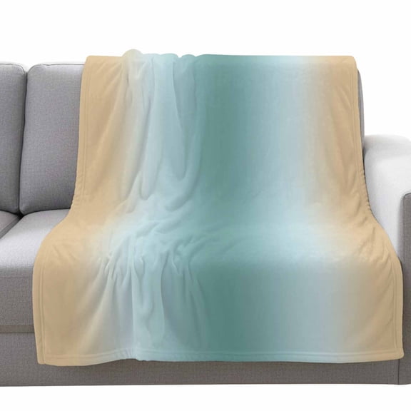 Yellow Teal Green Gradient Fleece Throw Blanket Lightweight Minimalist Ombre Modern Art Fuzzy Flannel Throws Super Soft Cozy Flannel Blanket for Couch, Sofa, Bed, Travel 50"x60"