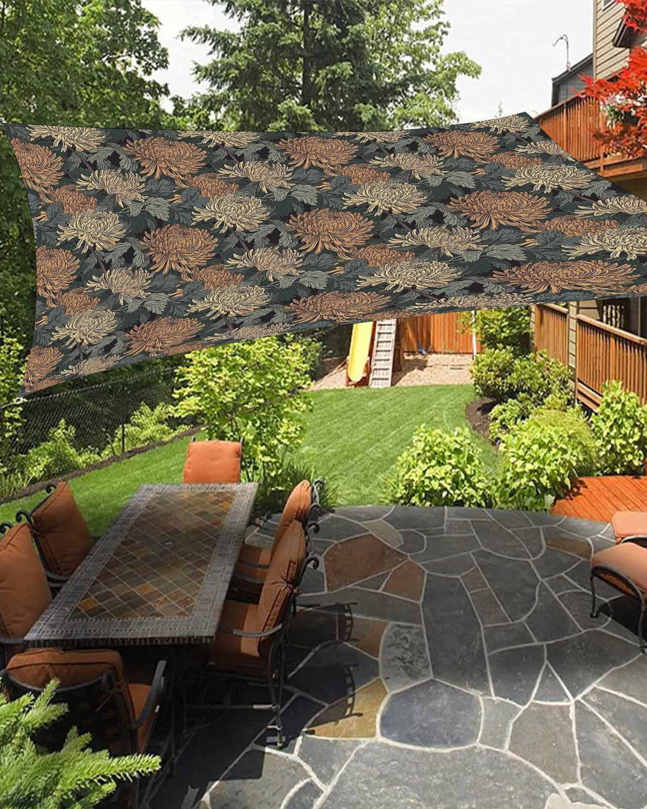 Yellow Teal Orange Flower Sun Sail Shades Rectangle Canopy,Sunlight ...