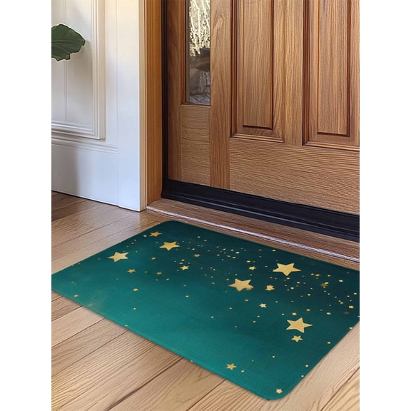 Yellow Teal Star Door Mat Indoor Outdoor Entrance, Non Slip Rug for Kitchen Bathroom Entryway Rug, Elegant Sky Star Art Washable Doormat Floor Mat for Office Home Decor 24x36 Inch