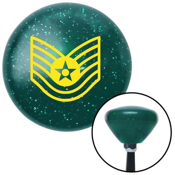 Yellow Technical Sergeant Green Retro Metal Flake Shift Knob with M16 x 1.5 Insert Brody